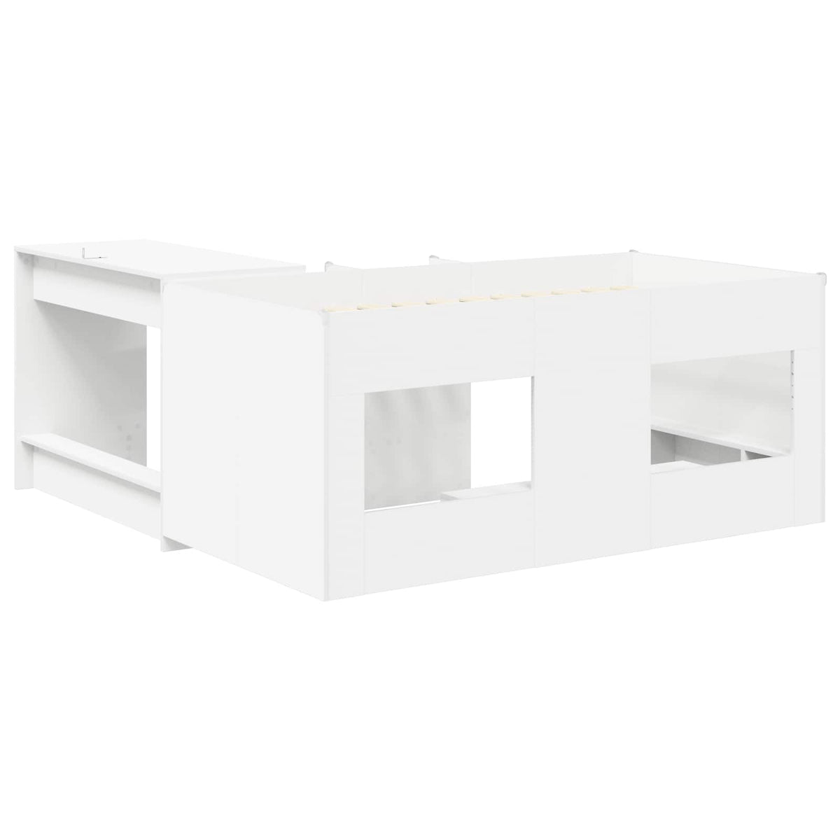 vidaXL Hoge Bed Frame met Bureau voor Kinderen Wit 80 x 160 cm