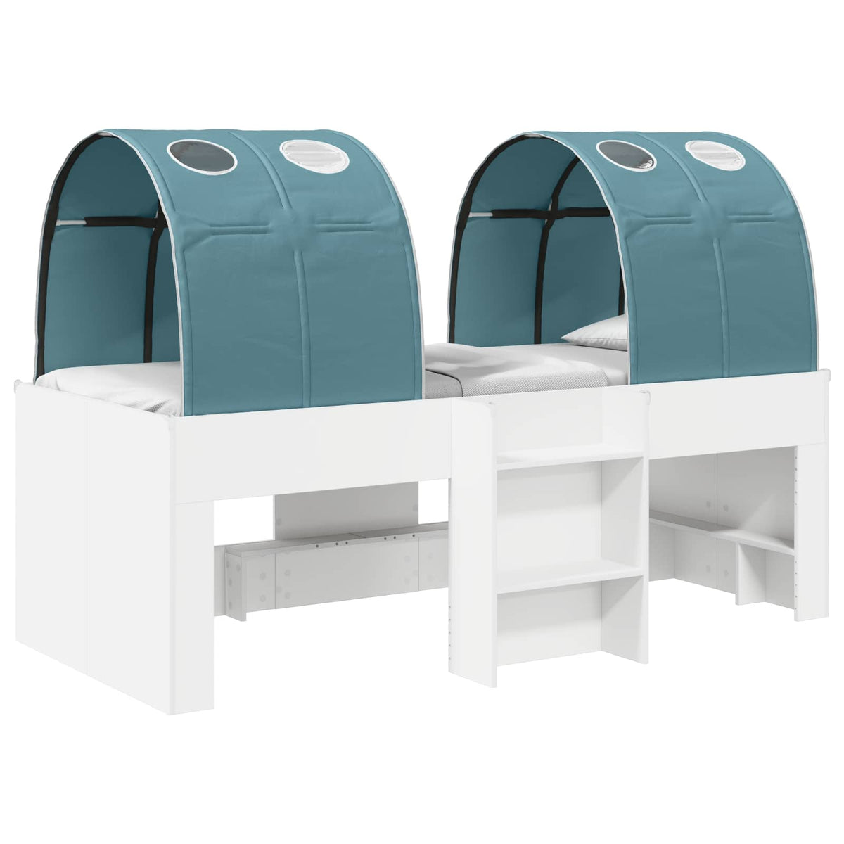 vidaXL Hoge Bed Frame voor Kids met Tunnel Wit en Lichtblauw