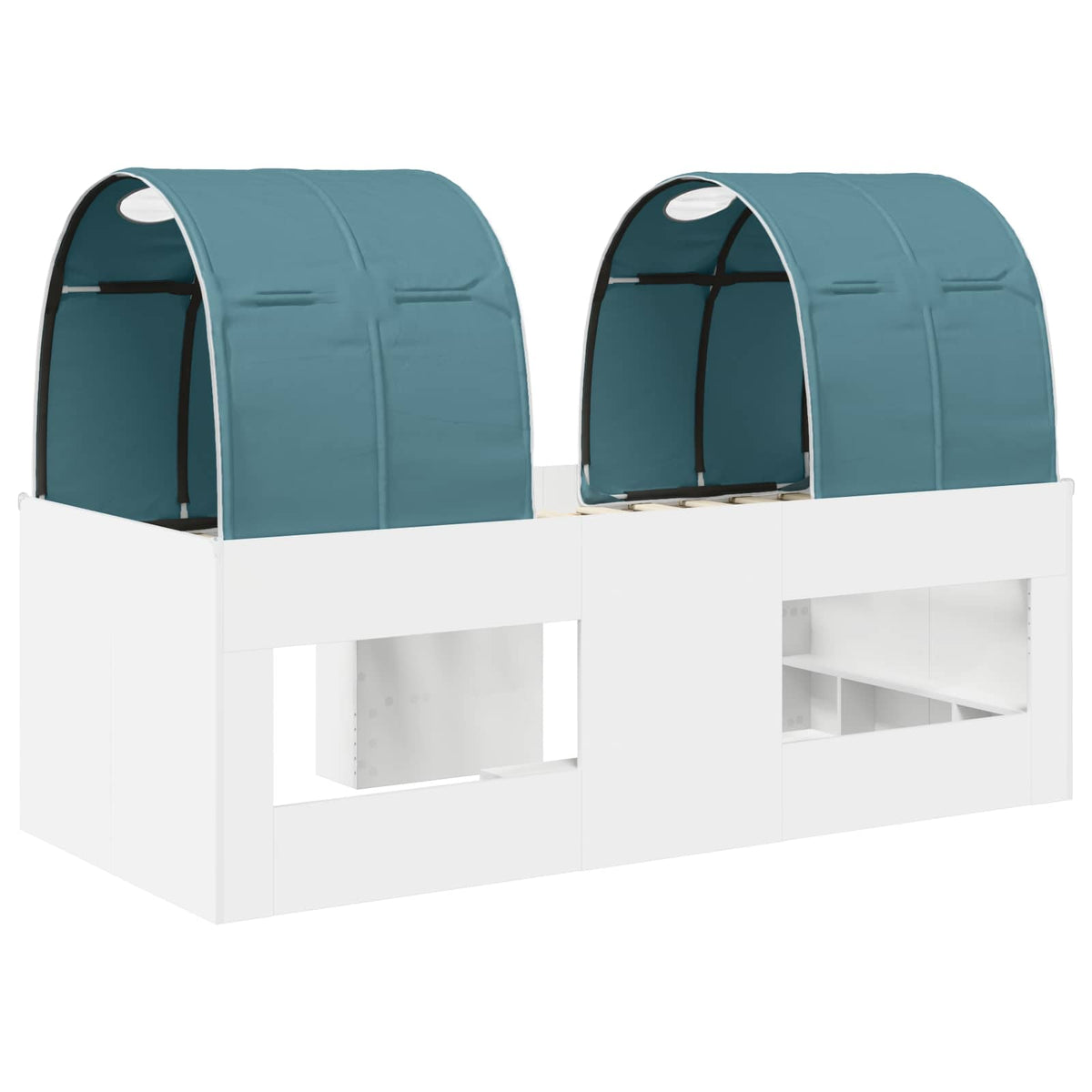 vidaXL Bed met Tunnel 4 pcs Wit en Lichtblauw Bewerkt hout