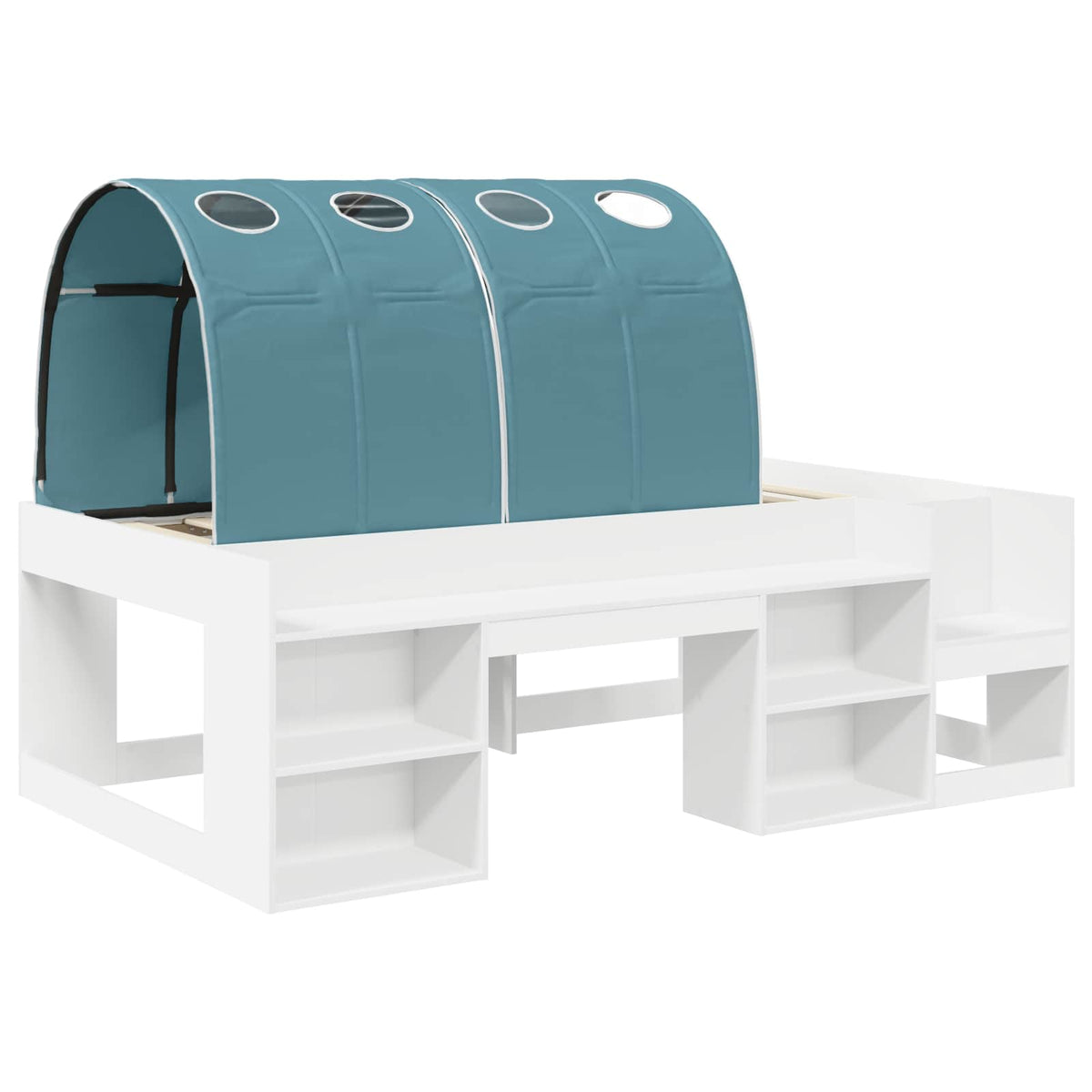 vidaXL Bed met Tunnel 4 pcs Wit en Lichtblauw Bewerkt hout