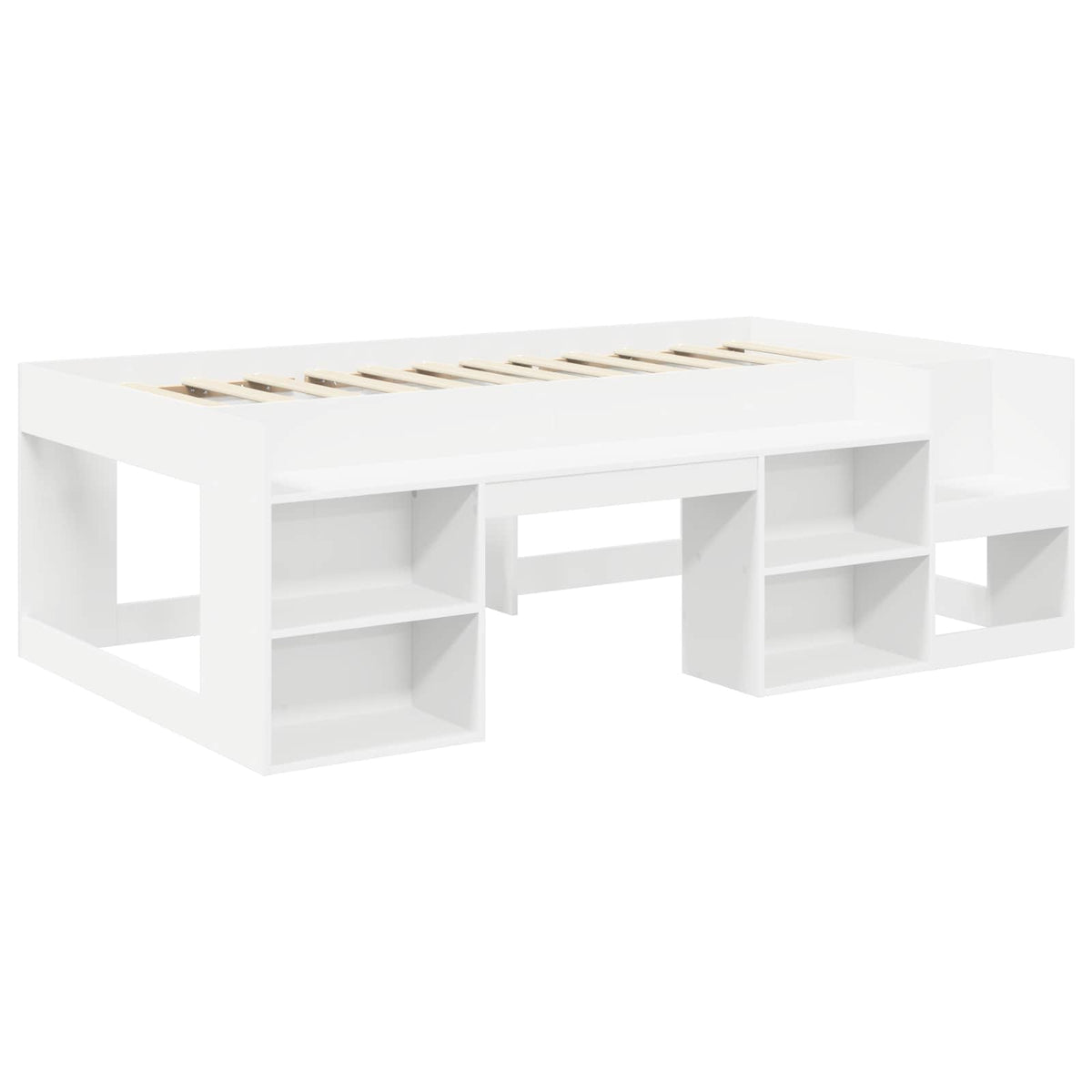 vidaXL Bedframe met tunnel 3 pcs Wit en Lichtblauw Geconstrueerd hout