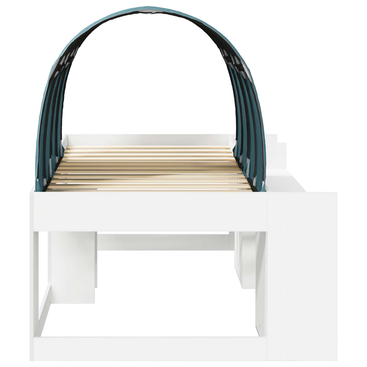 vidaXL Bedframe met tunnel 3 pcs Wit en Lichtblauw Geconstrueerd hout