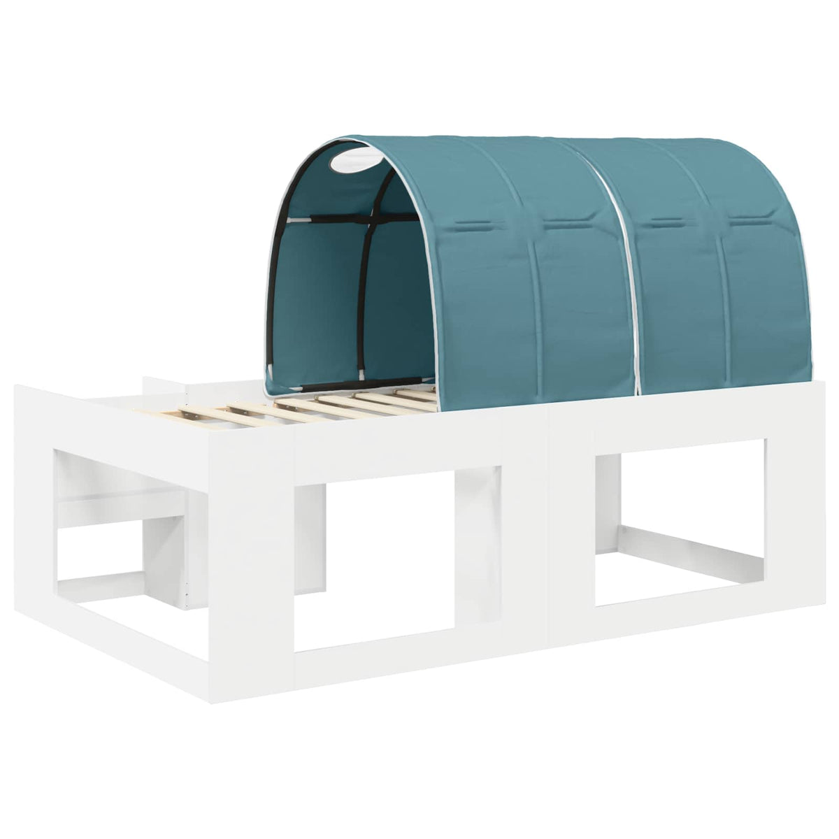 vidaXL Bedframe met tunnel 3 pcs Wit en Lichtblauw Geconstrueerd hout
