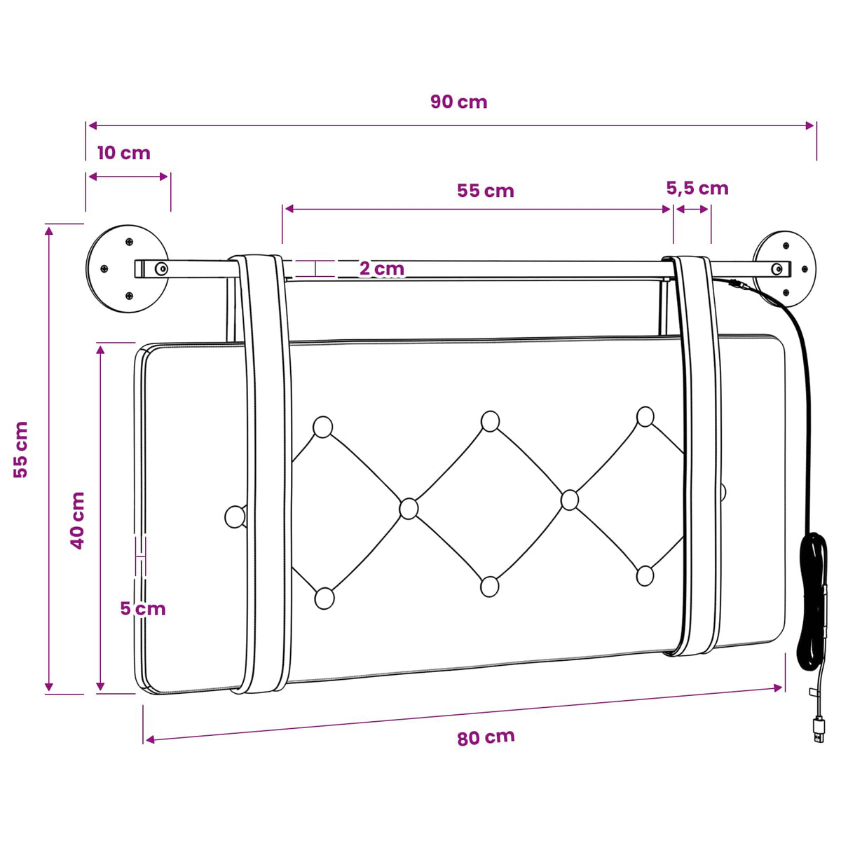 vidaXL Hangend Hoofdeinde Wandgemonteerd Bruin 80 cm Antiek PU
