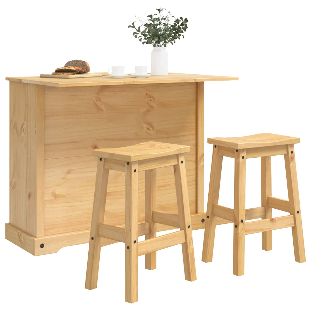 vidaXL Keuken Eiland Set met lade 3 pcs Honing Wax Massief dennenhout