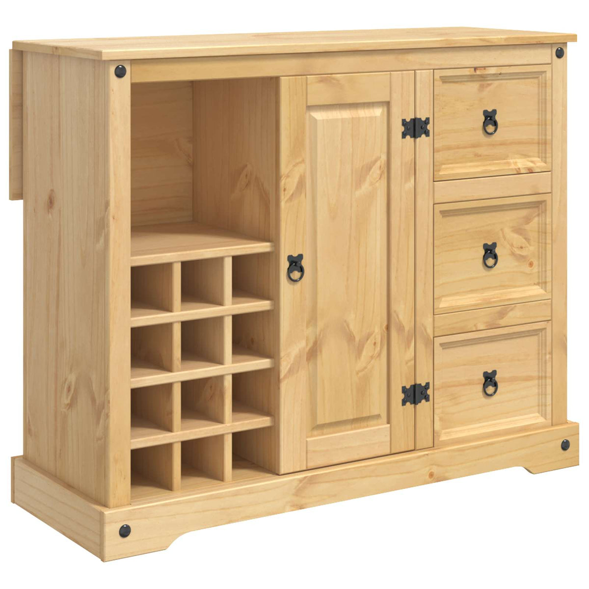 vidaXL Keukenopslag met lade 2 pcs Honing Wax Massief dennenhout