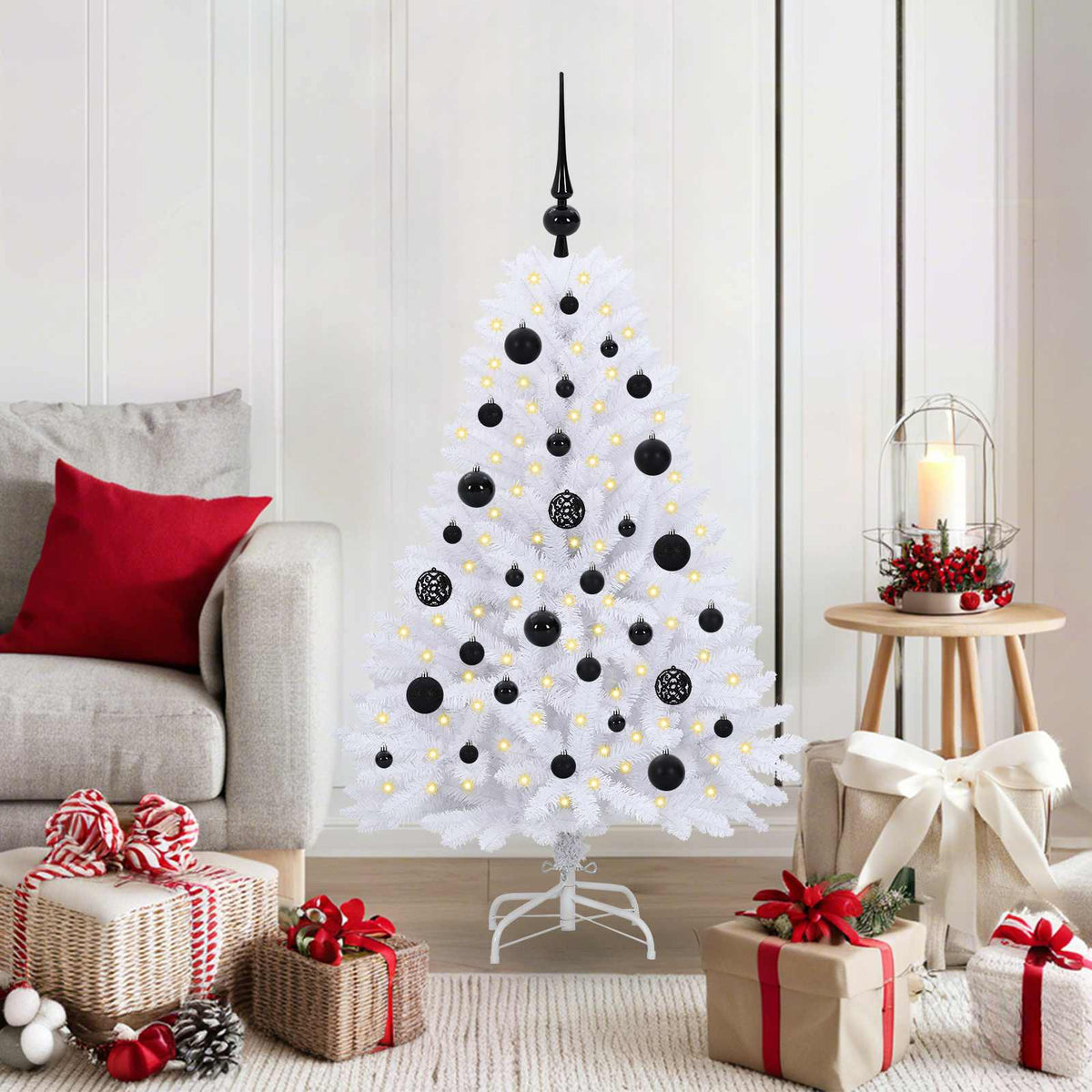 vidaXL Kunstmatige Inklapbare Kerstboom Wit 120 cm PVC en Staal