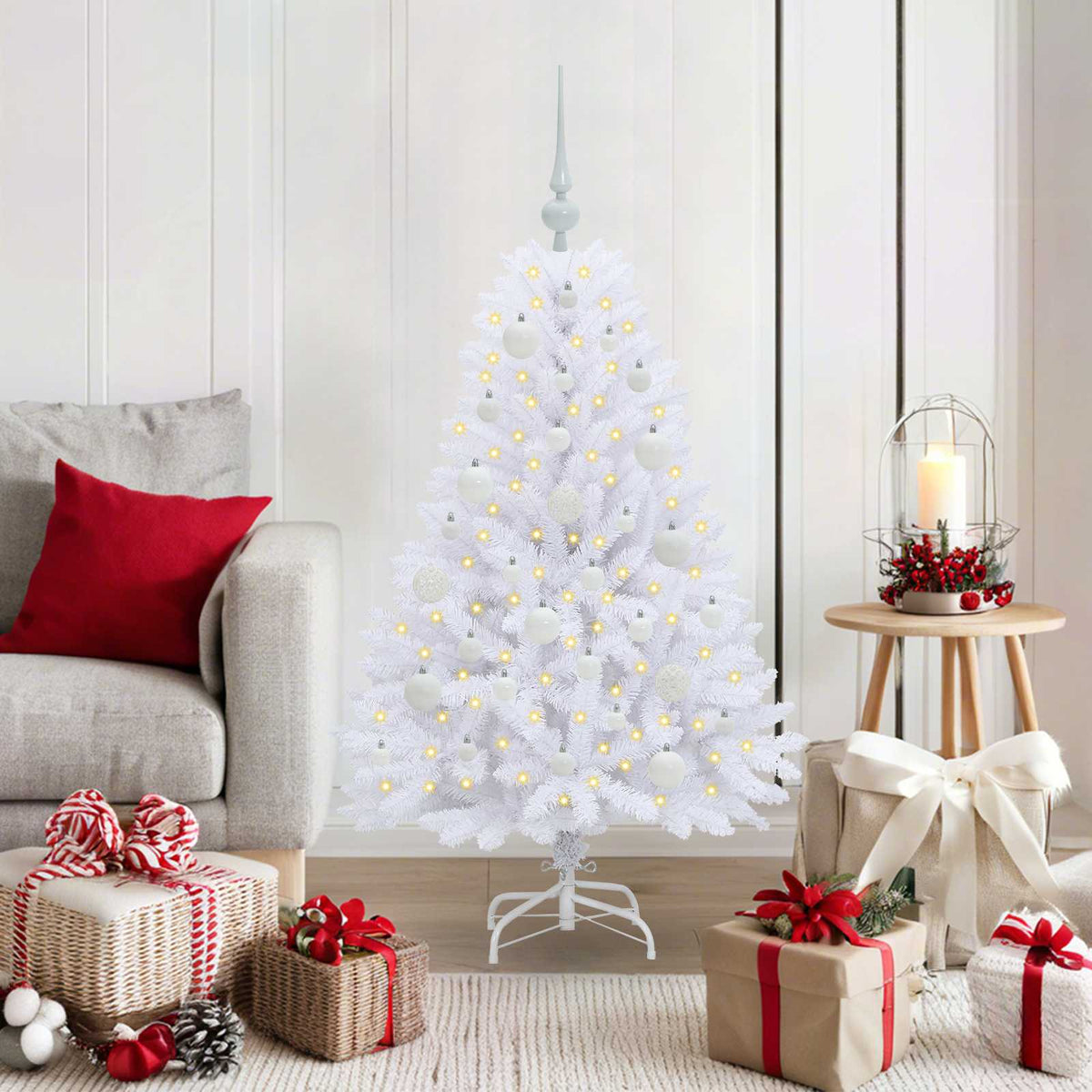 vidaXL Kunstmatige Inklapbare Kerstboom Wit 120 cm PVC en Staal