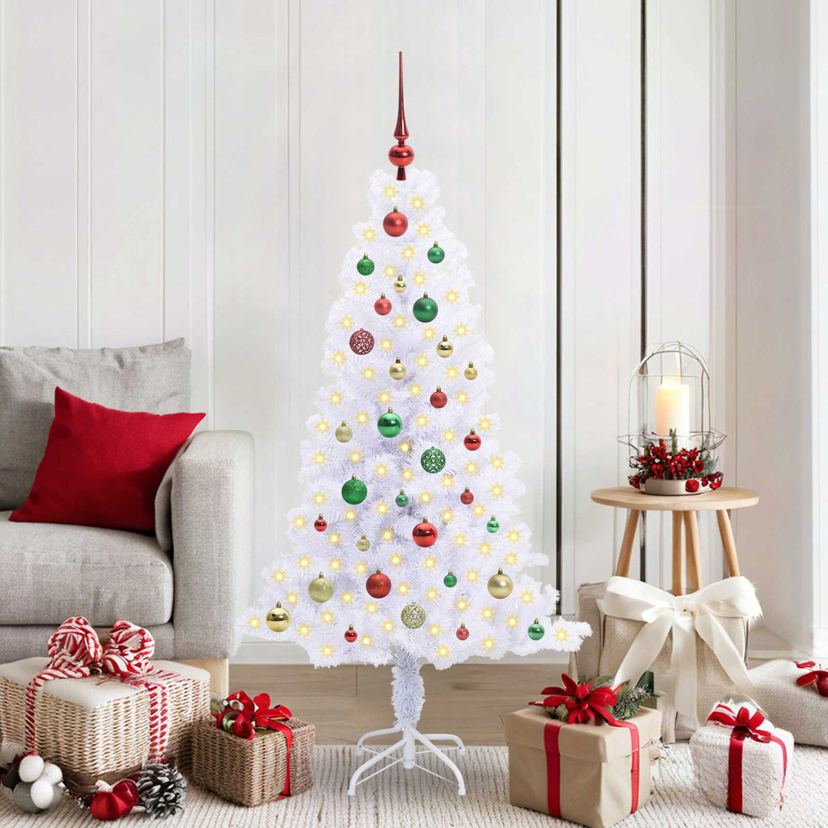 vidaXL Kunstkerstboom met 150 LED Wit 120 cm PVC en Staal