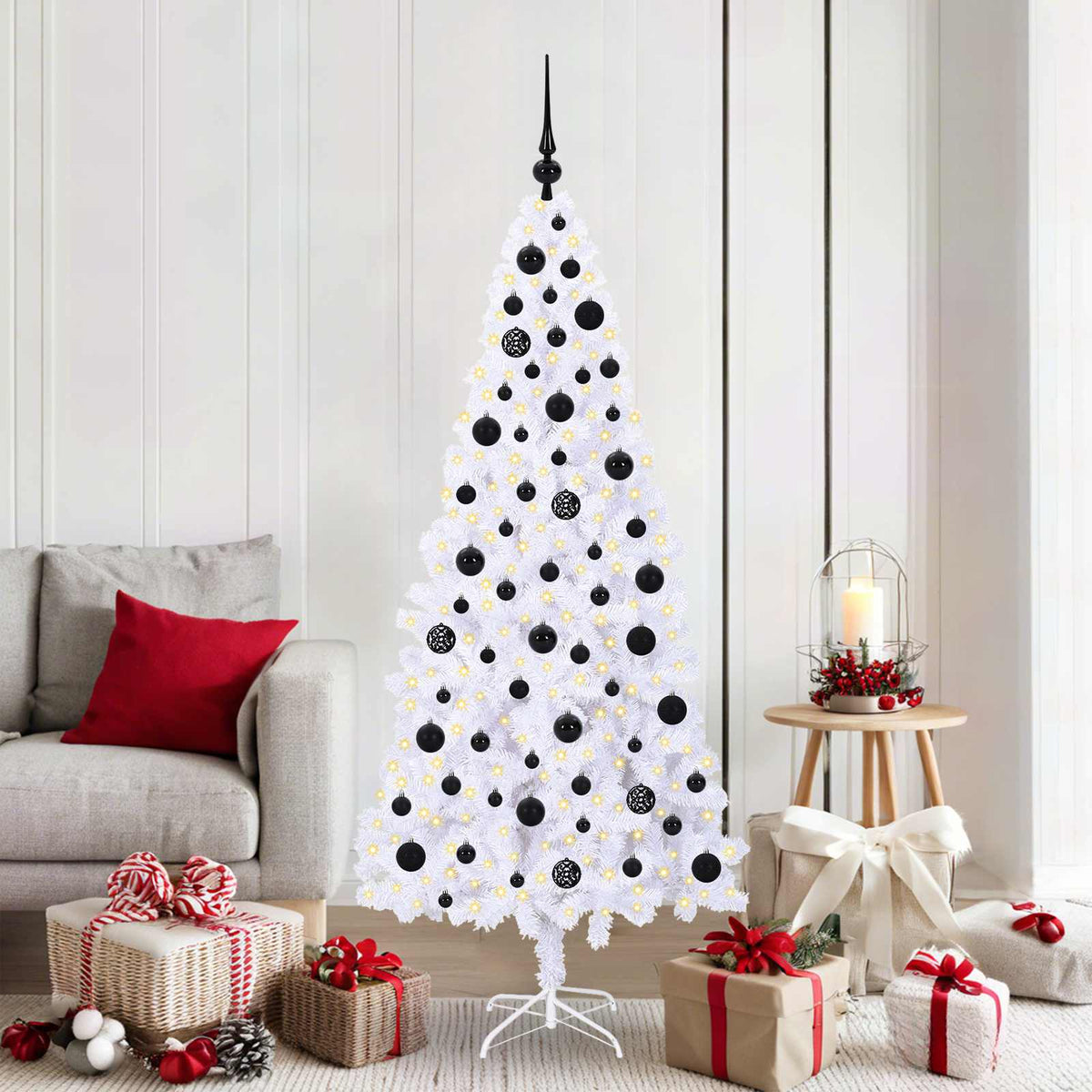 vidaXL Kunstkerstboom met 300 LED Wit 180 cm PVC en staal