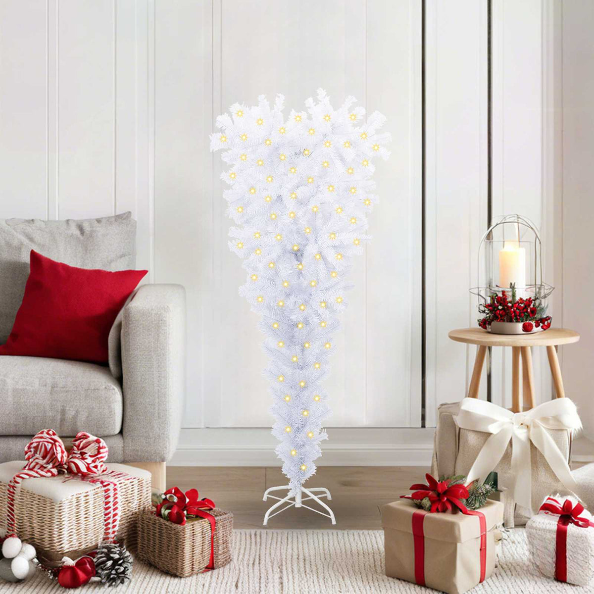 vidaXL Kunstkerstboom met 150 LED Wit 120 cm PVC en staal