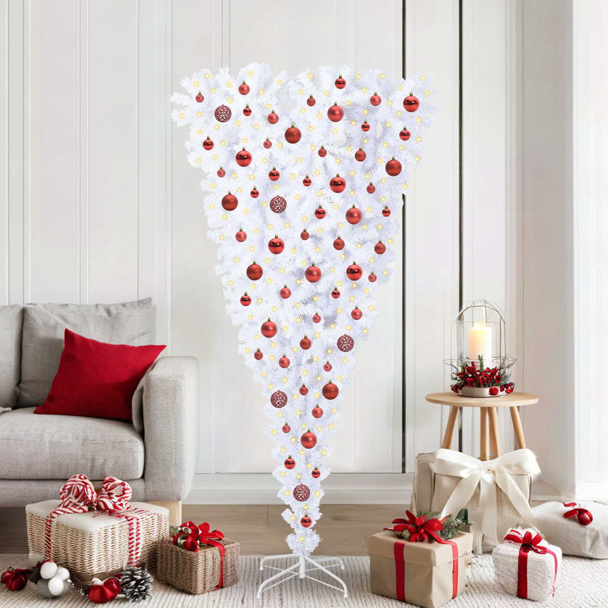 vidaXL Kunstkerstboom met 300 LED Wit 180 cm PVC en Staal
