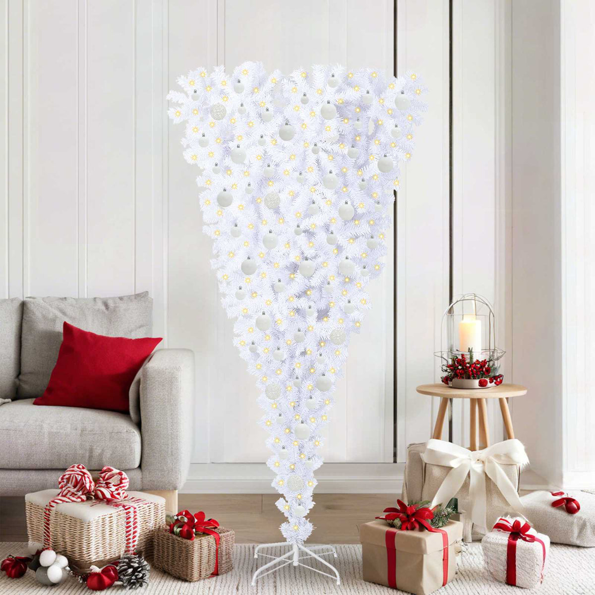 vidaXL Kunstkerstboom met 300 LED Wit 180 cm PVC en Staal