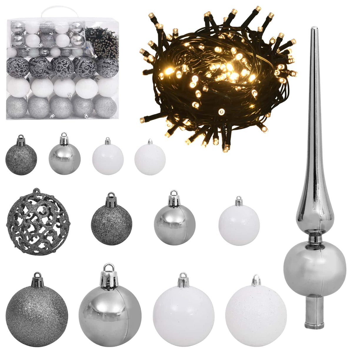 vidaXL Kunstkerstboom met 300 LED Wit 180 cm PVC en Staal