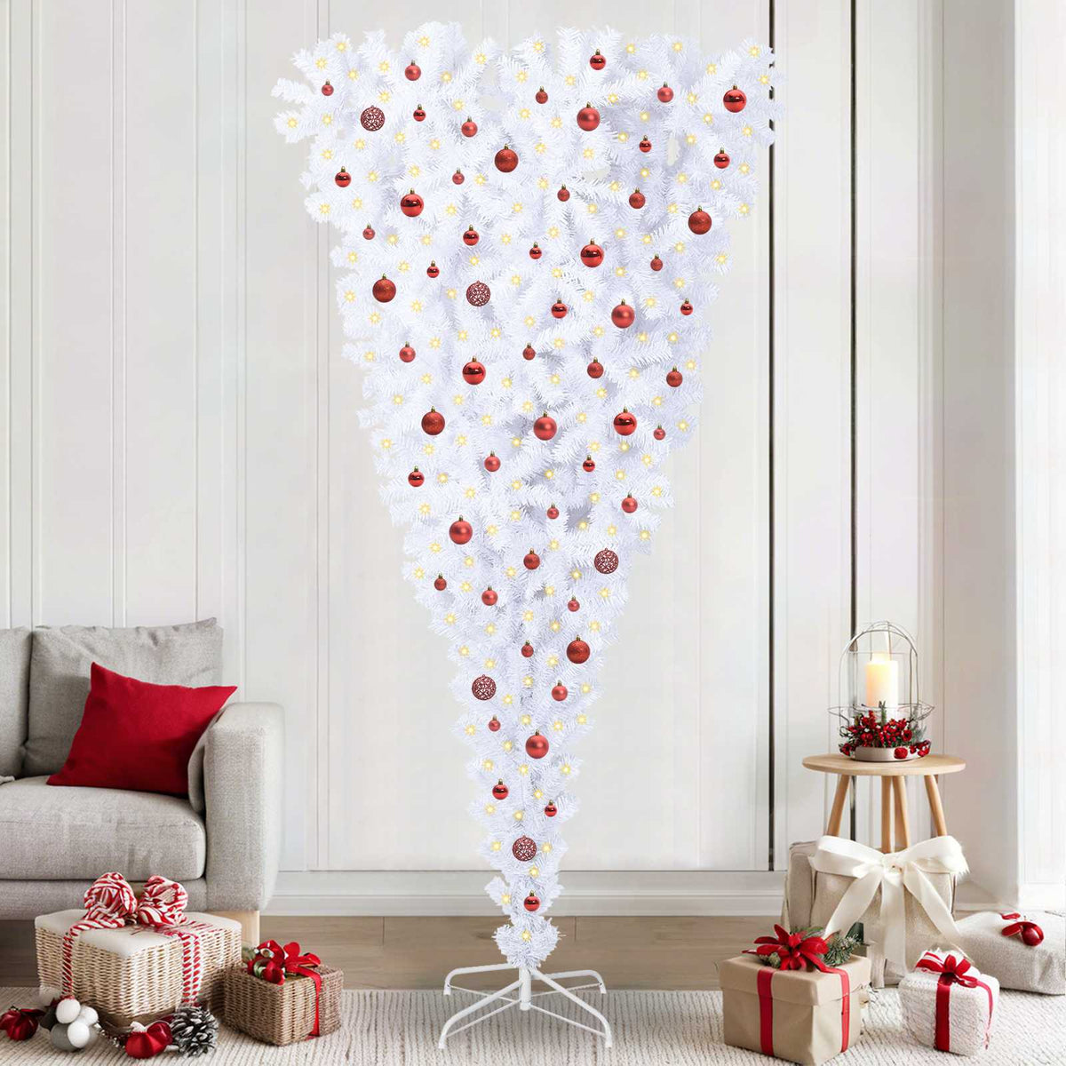 vidaXL Kunstkerstboom met 300 LED Wit 180 cm PVC en Staal