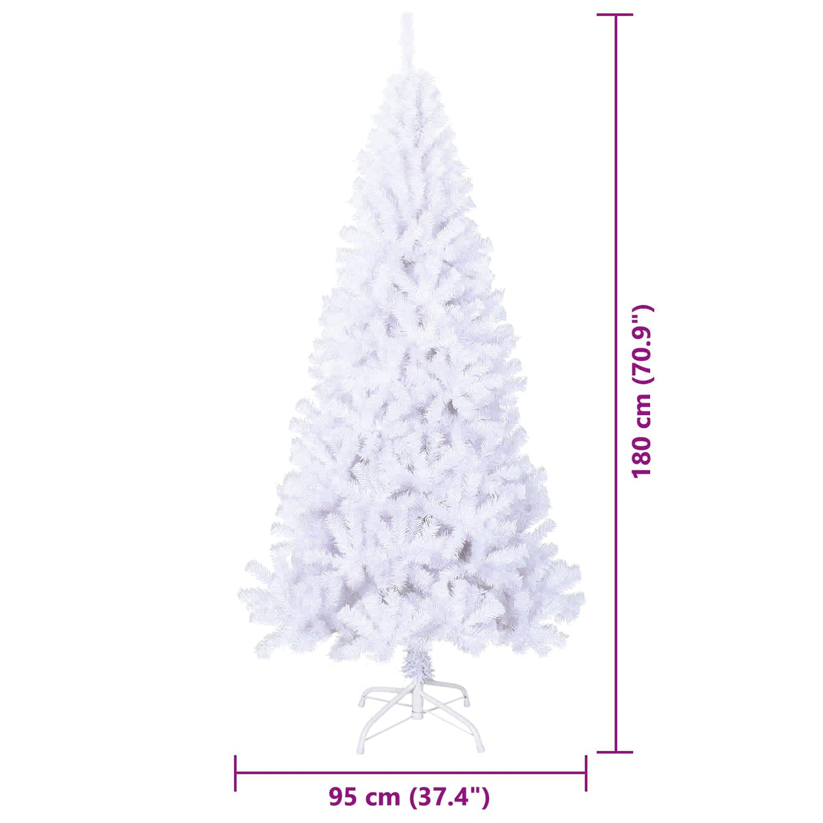 vidaXL Kunstkerstboom met 300 LED Wit 180 cm PVC en staal