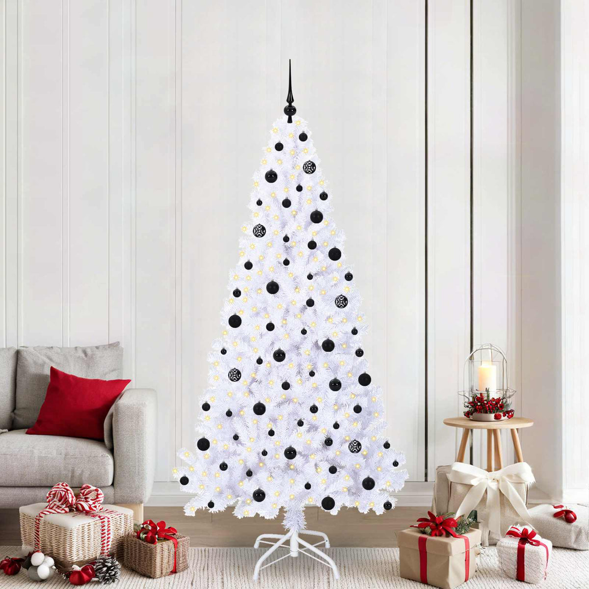 vidaXL Kunstkerstboom met 300 LED Wit 180 cm PVC en staal