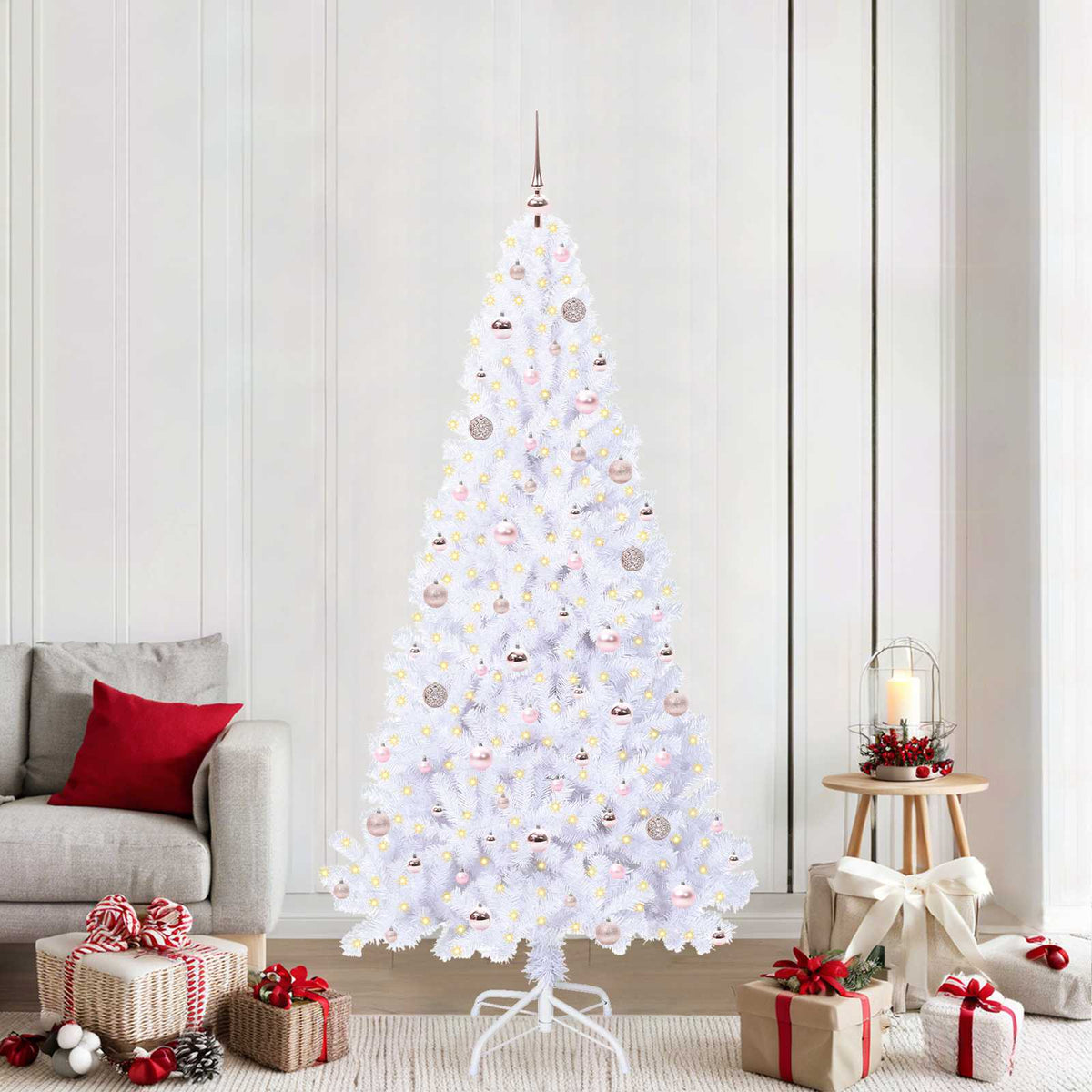 vidaXL Kunstkerstboom met 300 LED Wit 180 cm PVC en staal