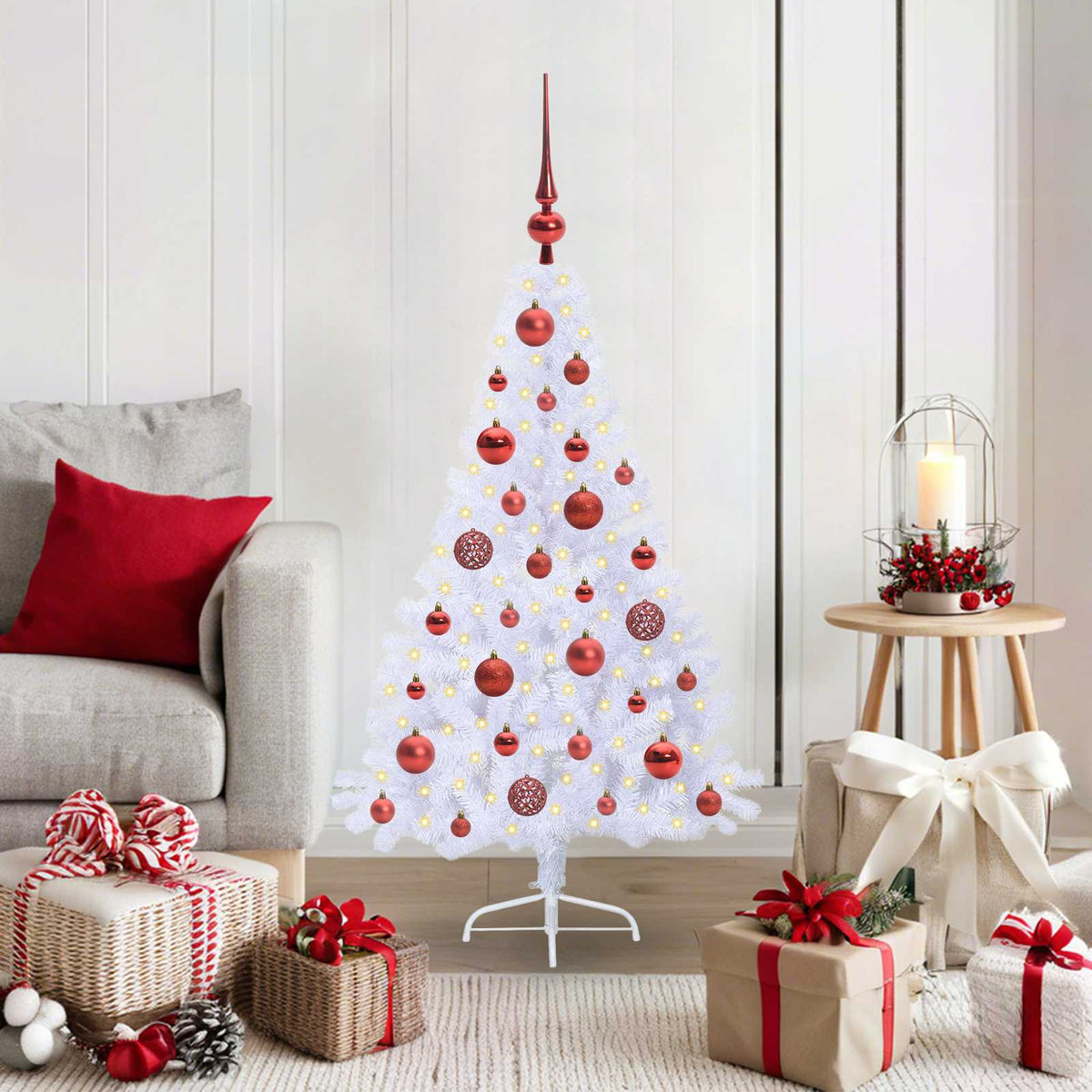 vidaXL Kunstkerstboom met 150 LED Wit 120 cm PVC en staal
