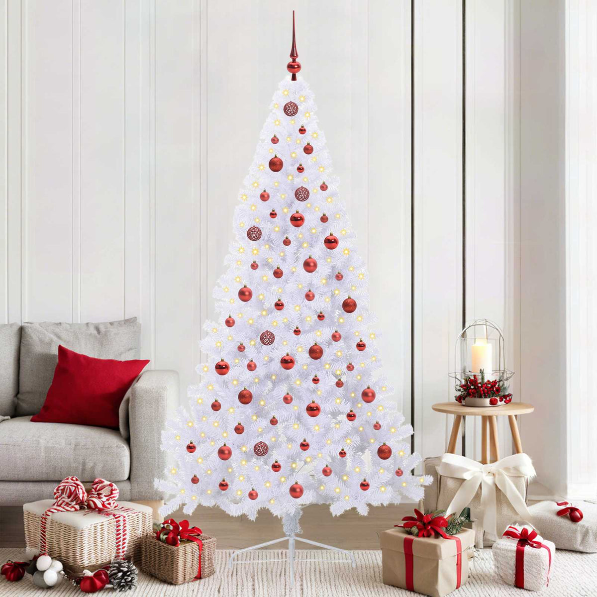 vidaXL Kunstkerstboom met 300 LED Wit 180 cm PVC en staal