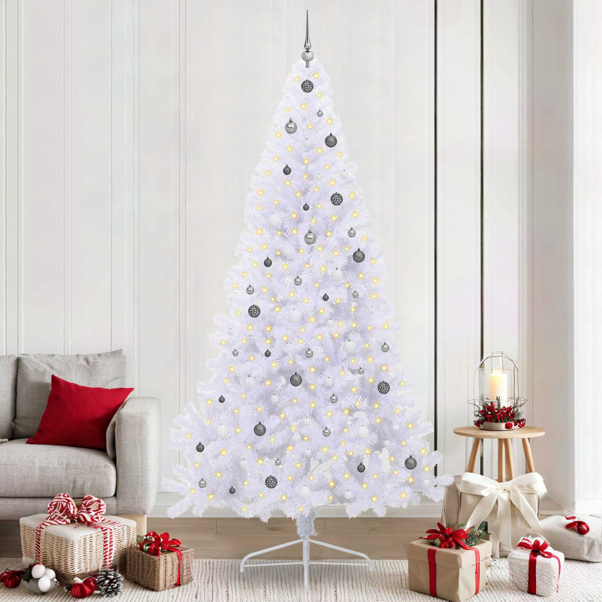 vidaXL Kunstkerstboom met 300 LED Wit 240 cm PVC en staal