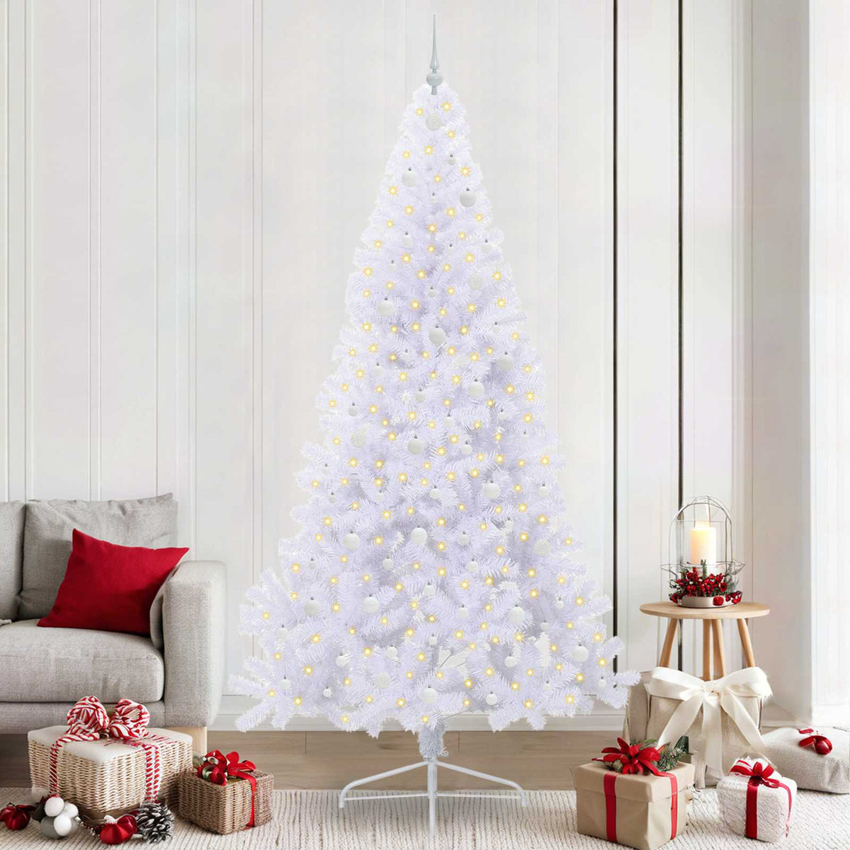 vidaXL Kunstkerstboom met 300 LED Wit 240 cm PVC en staal