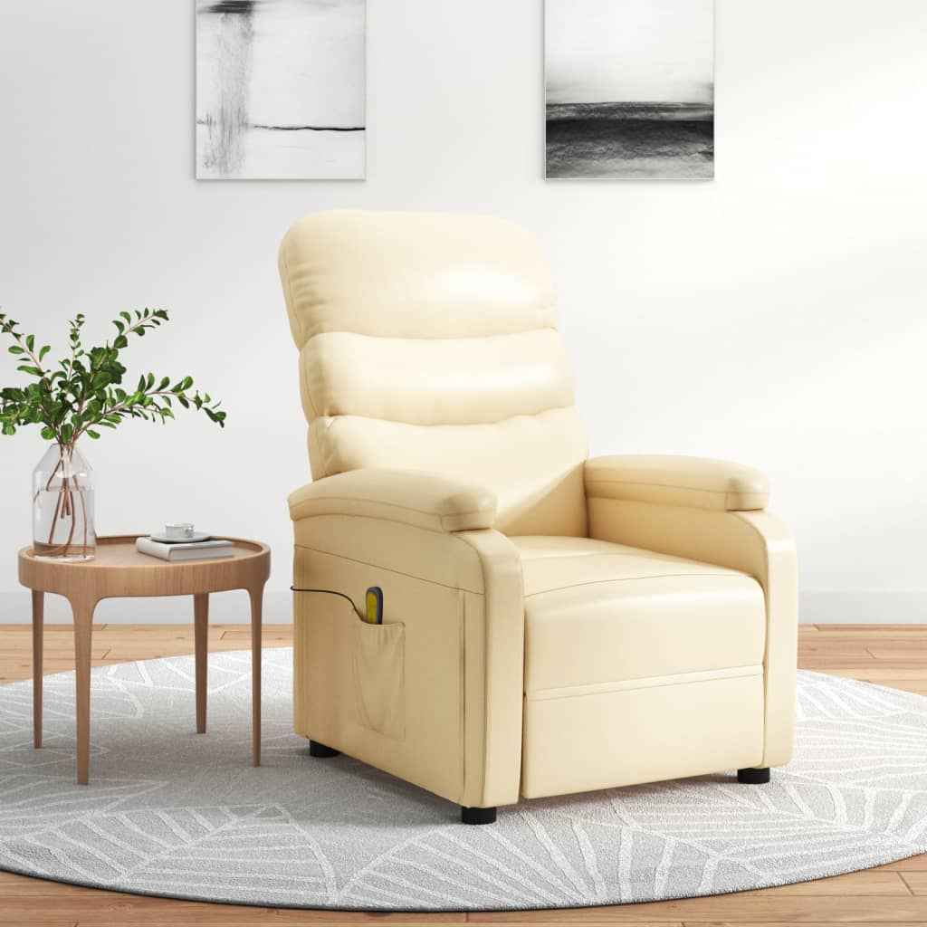 vidaXL Massagestoel kunstleer crèmekleurig