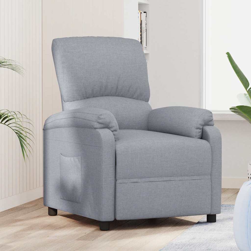 vidaXL Fauteuil verstelbaar stof lichtgrijs