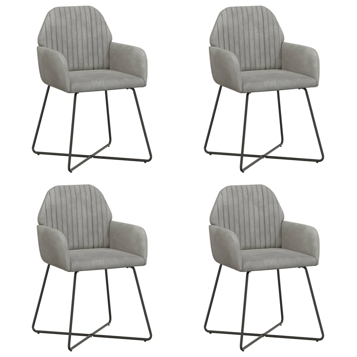 vidaXL Eettafelstoelen 4 pcs fluweel Lichtgrijs 55 x 50 x 84 cm