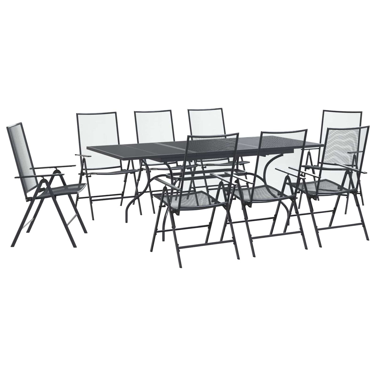 vidaXL Tuin eettafelset 9 pcs Antracietkleurig 212 x 90 x 76 cm