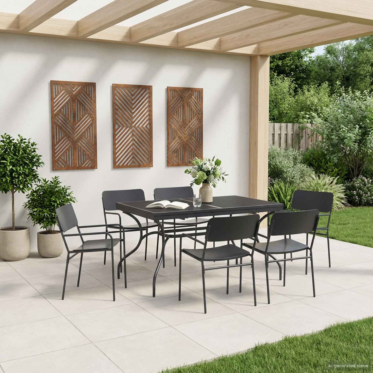 vidaXL Tuin eettafelset 9 pcs Antracietkleurig Staal