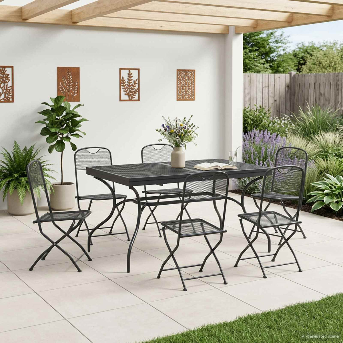 vidaXL Tuin eettafelset 7 pcs Antracietkleurig 212 x 90 x 76 cm
