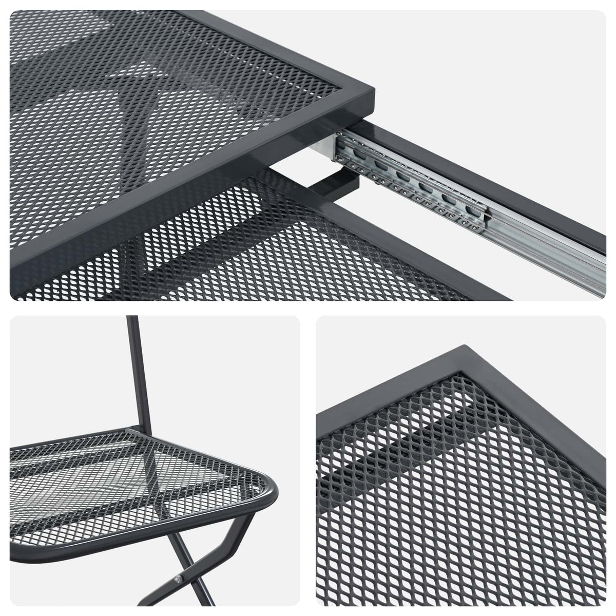 vidaXL Tuin eettafelset 7 pcs Antracietkleurig 212 x 90 x 76 cm