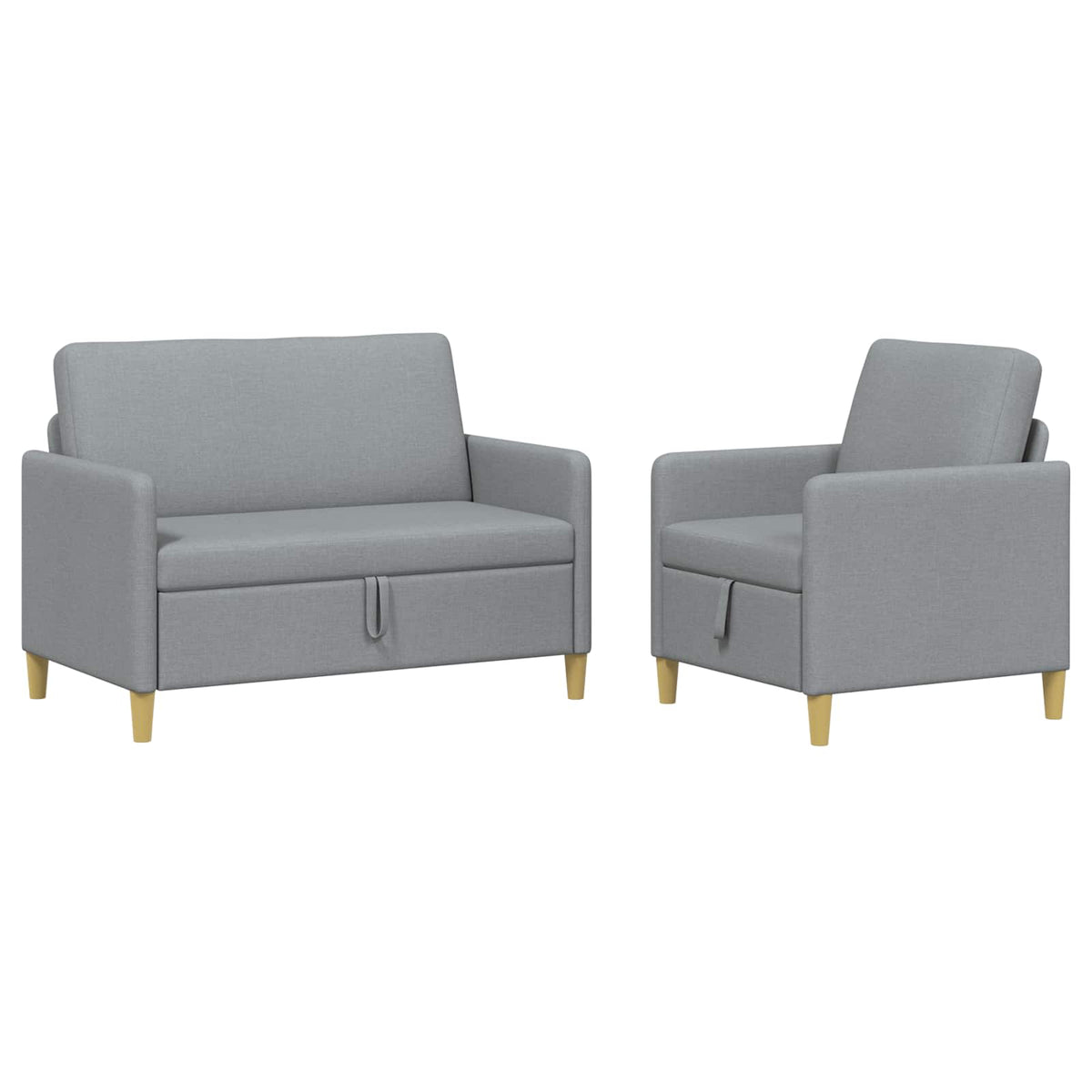 vidaXL Bankenset met opbergruimte 2 pcs Lichtgrijs Polyester
