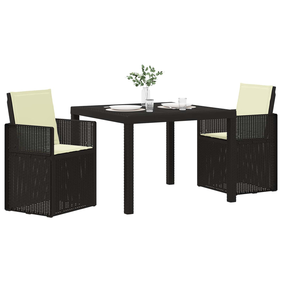 vidaXL Tuin eettafelset met kussen 3 pcs Antraciet- en crèmekleurig PP