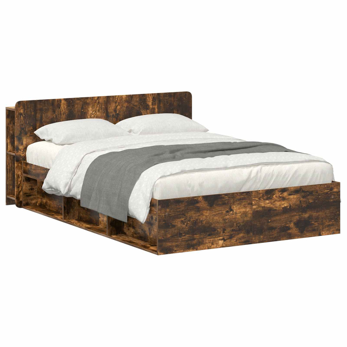 vidaXL Bedframe met opslag Artisanaal eiken 75 x 190 cm Bewerkt hout