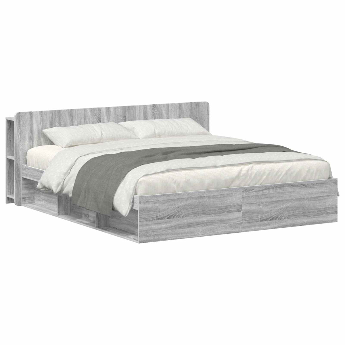vidaXL Bedframe met opslag Artisanaal eiken 75 x 190 cm Bewerkt hout