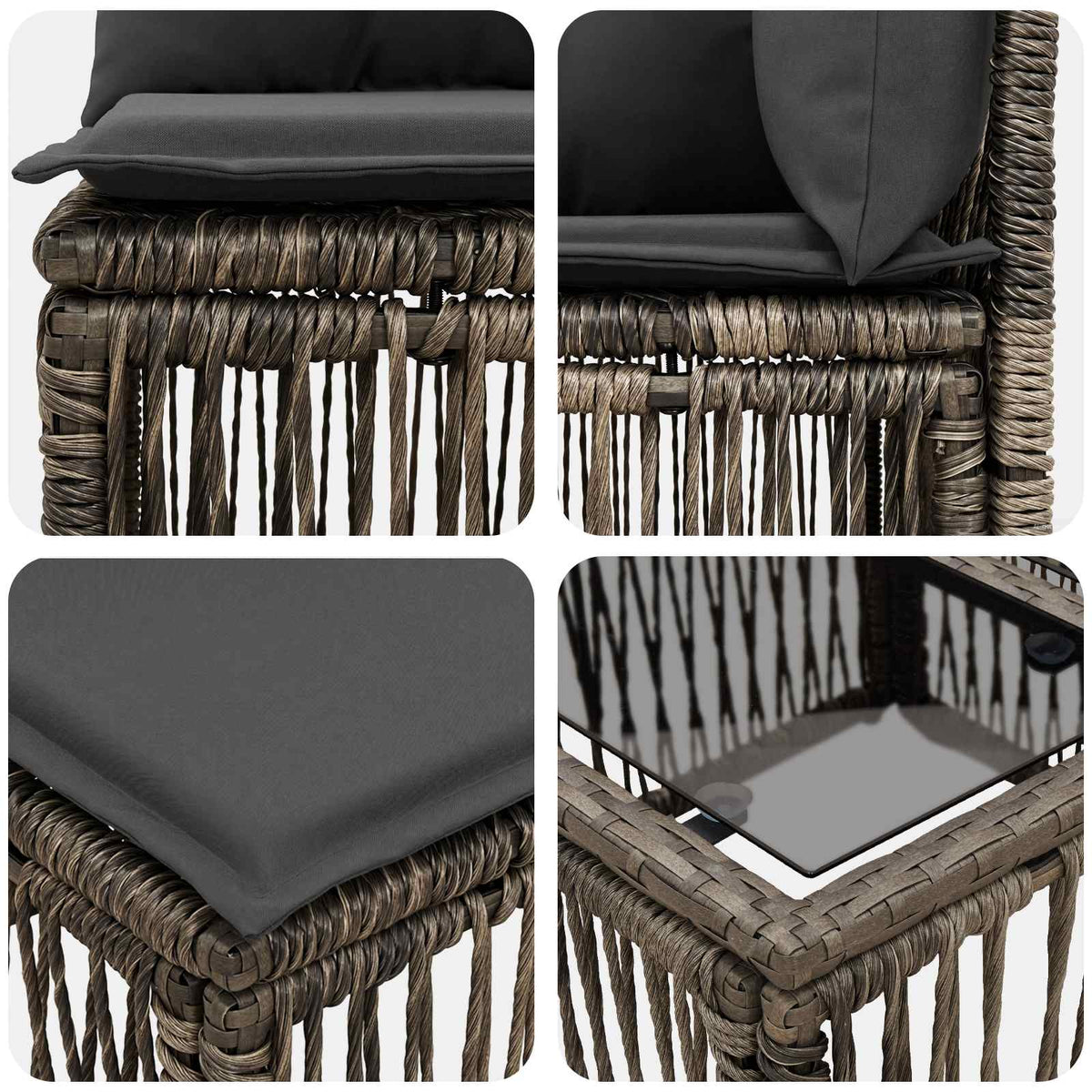 vidaXL Tuinbankenset 7 st Zwart poly rattan