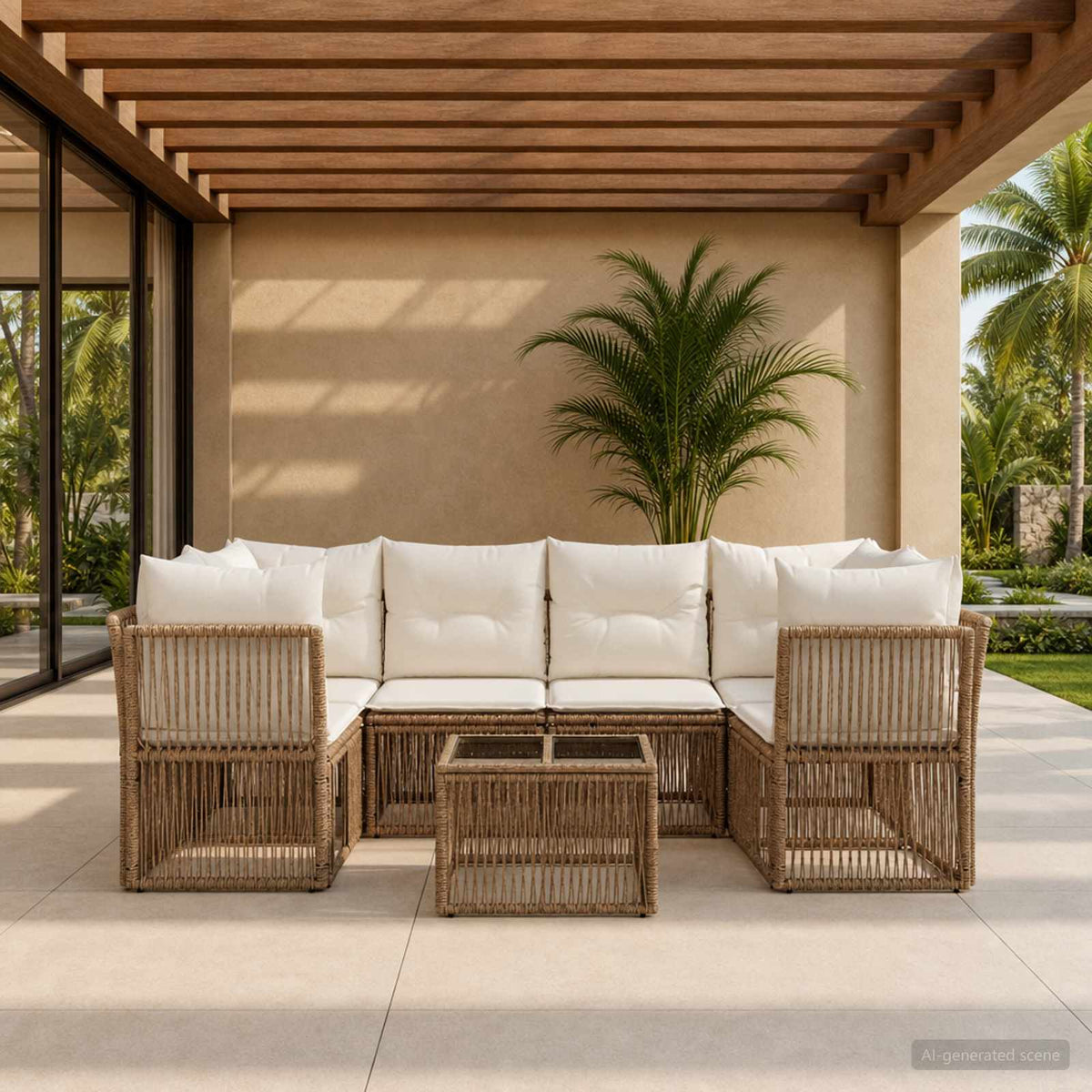 vidaXL Tuinbankenset 7 st Zwart poly rattan