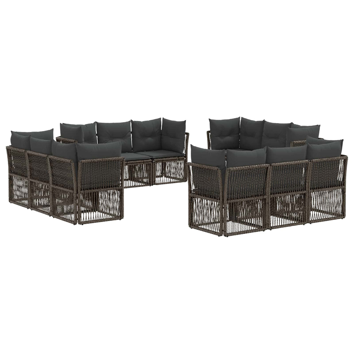 vidaXL Tuinbankenset 13 pcs Zwart poly rattan