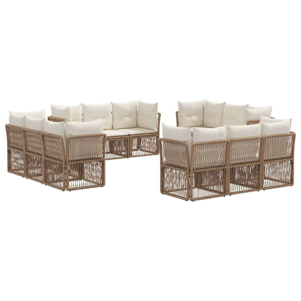 vidaXL Tuinbankenset 13 pcs Zwart poly rattan