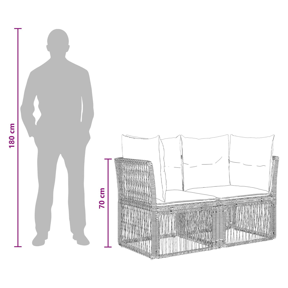vidaXL Tuinbankenset 7 pcs Zwart poly rattan