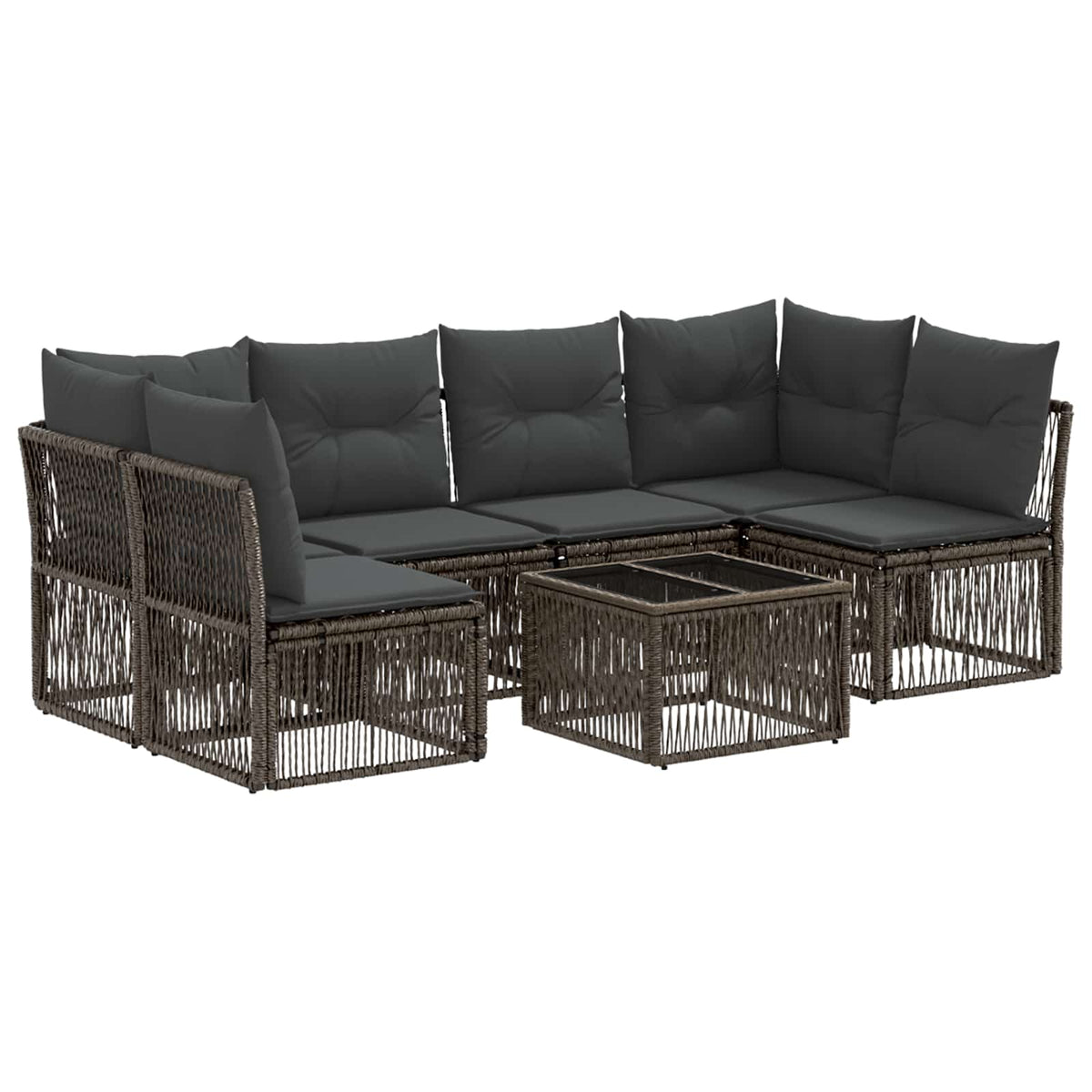 vidaXL Tuinbankenset 7 pcs Zwart poly rattan