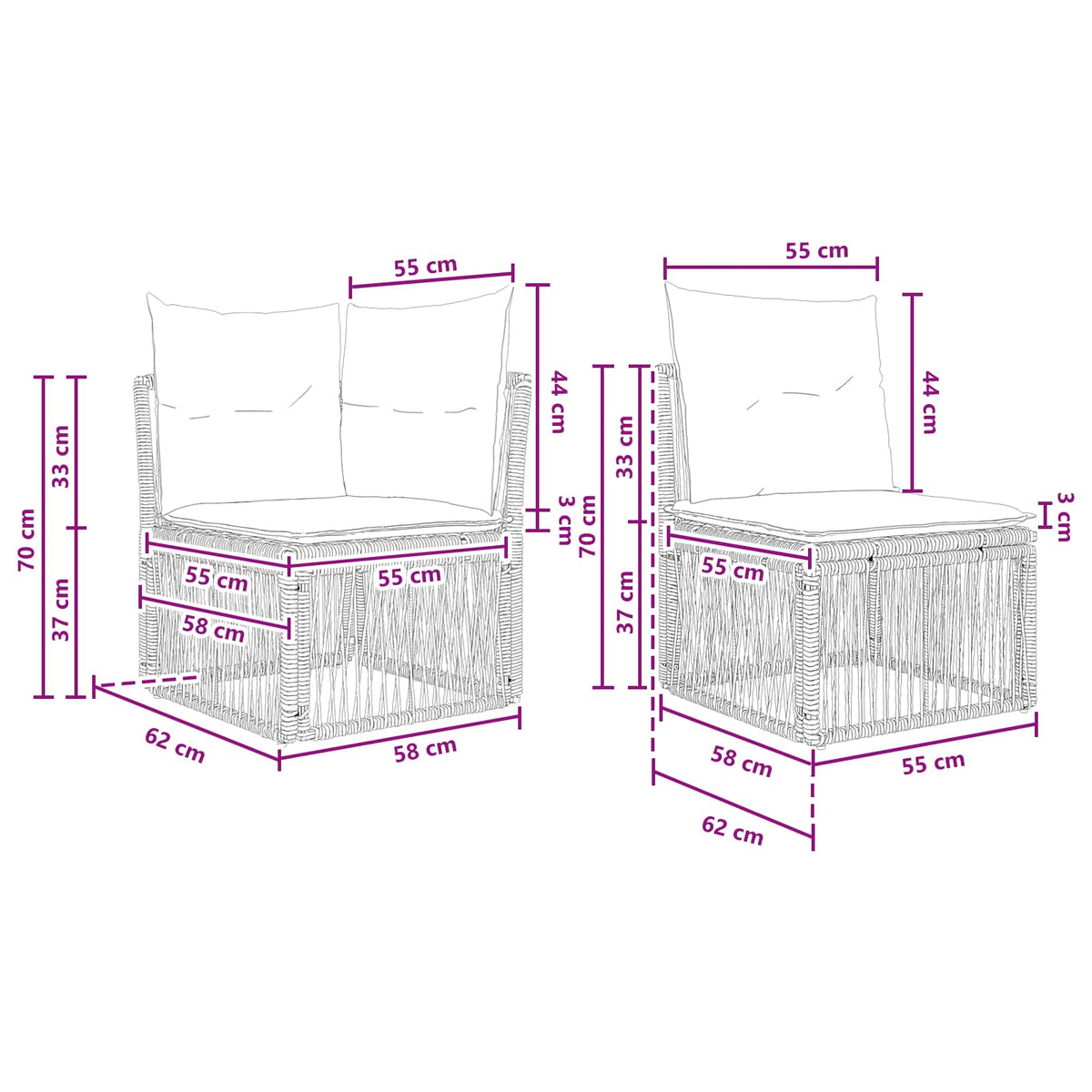 vidaXL Tuinbankenset 9 pcs Zwart poly rattan