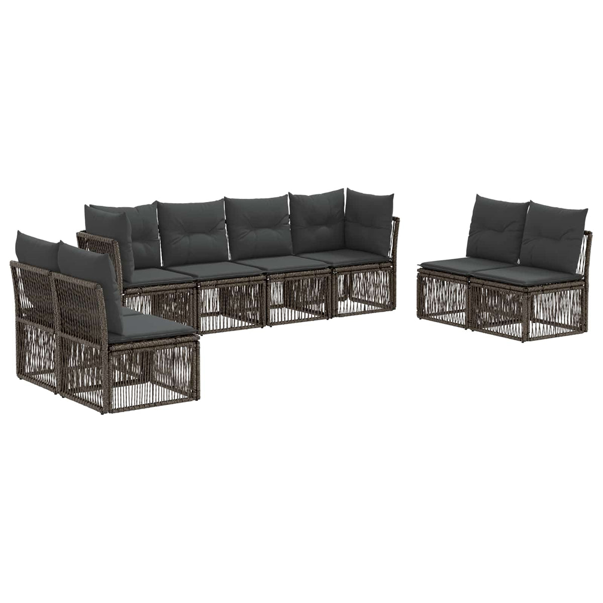 vidaXL Tuinbankenset 9 pcs Zwart poly rattan