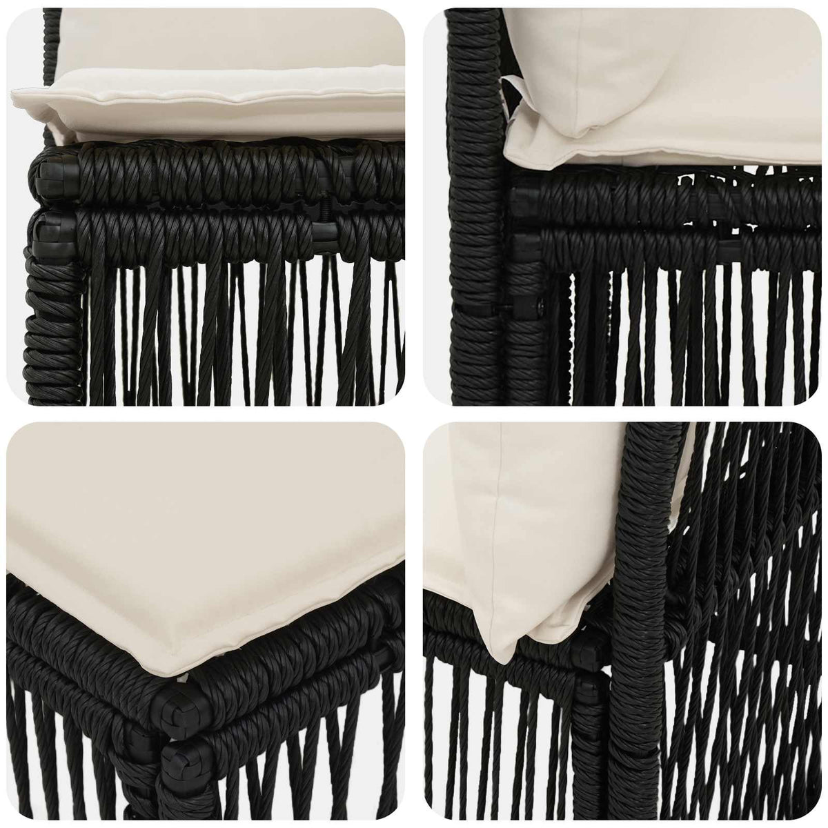 vidaXL Tuinbankenset 5 pcs Zwart poly rattan