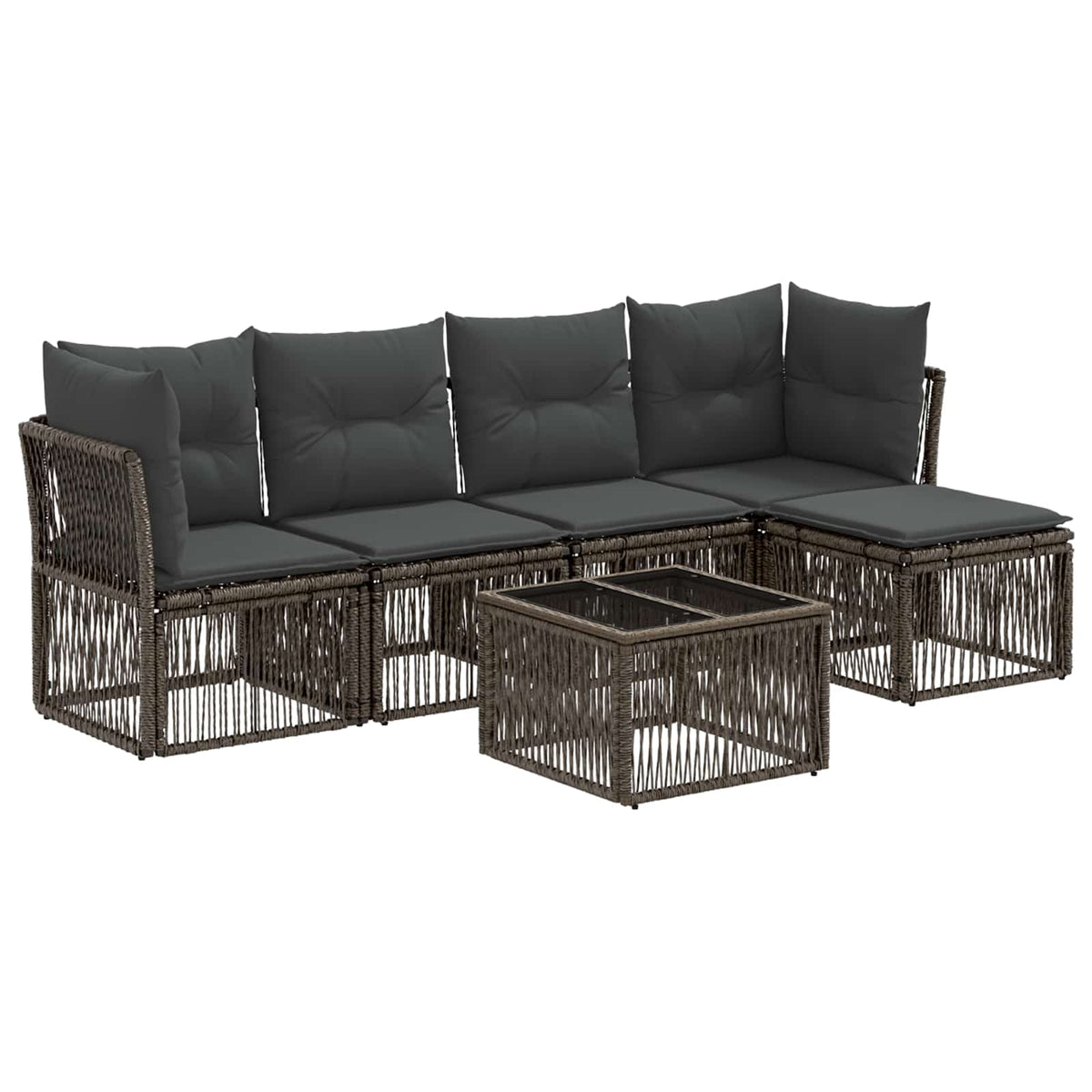 vidaXL Tuinbankenset 6 pcs Zwart poly rattan
