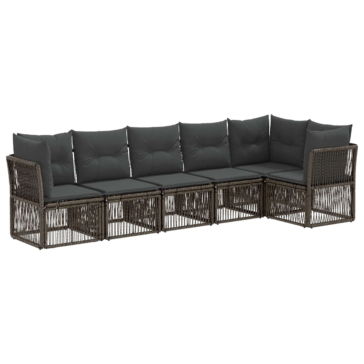 vidaXL Tuinbankenset 7 pcs Zwart poly rattan