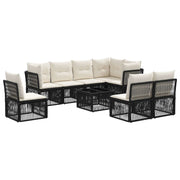 vidaXL Tuinbankenset 9 pcs Zwart poly rattan
