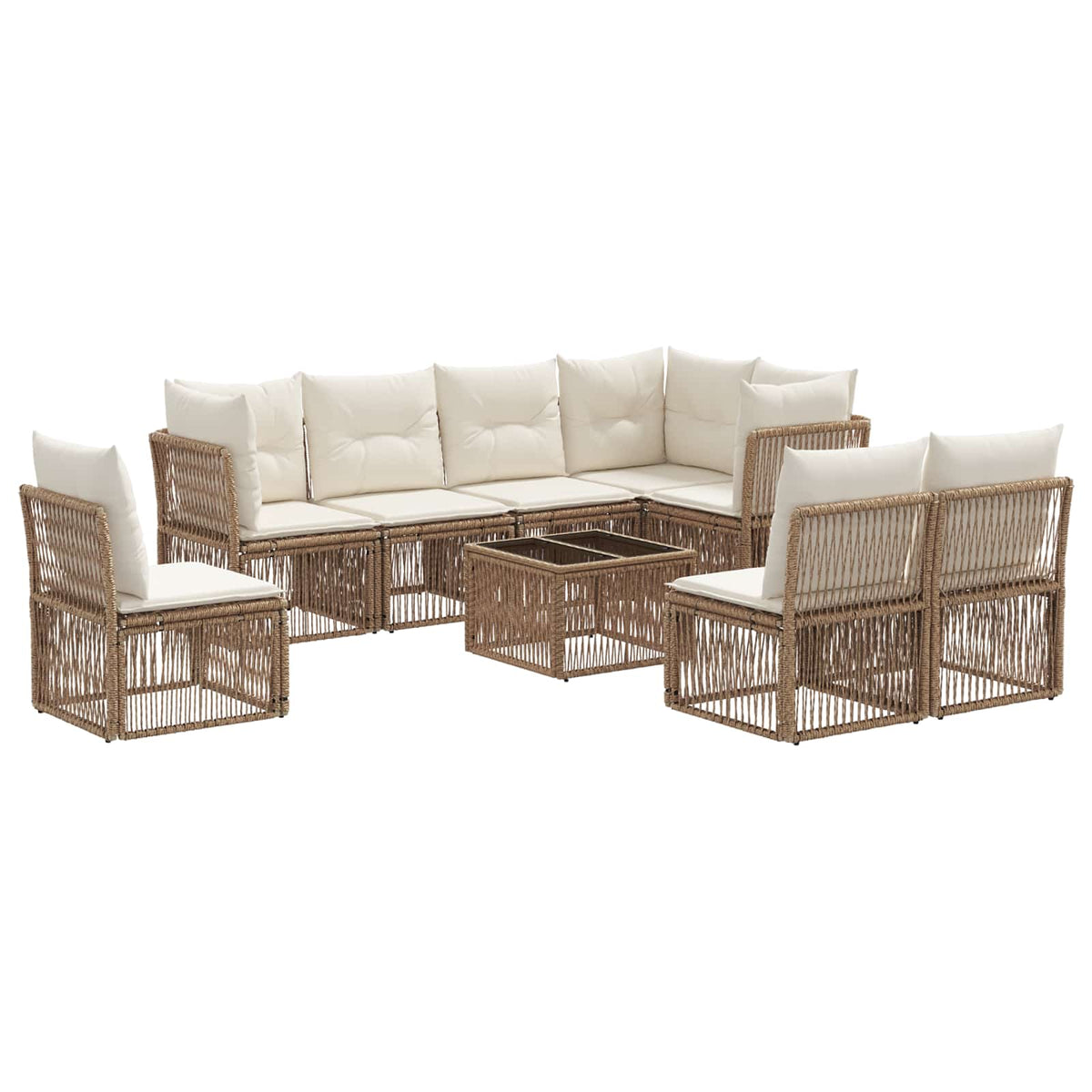 vidaXL Tuinbankenset 9 pcs Zwart poly rattan